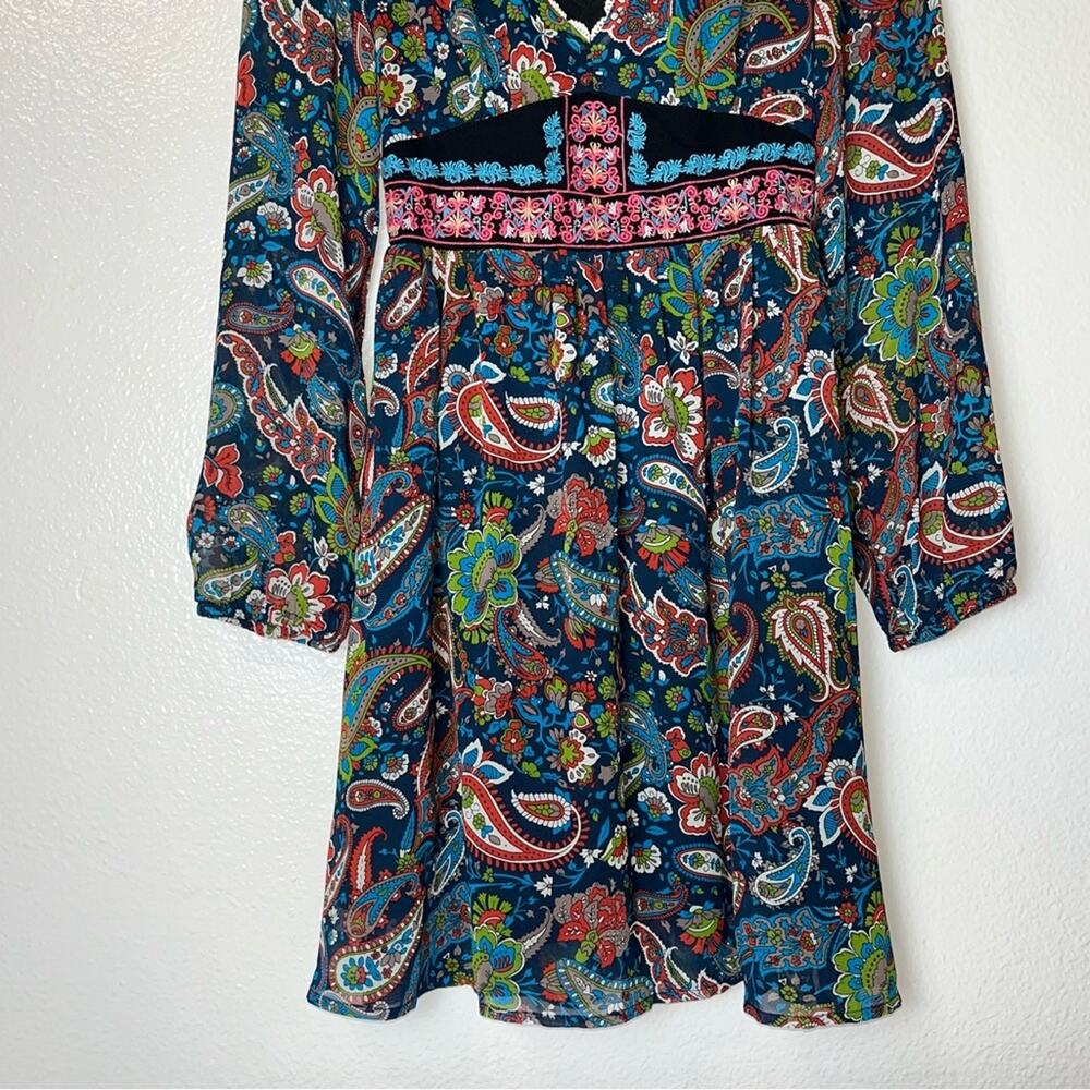 Flying Tomato Boho Mini Empire Waist Paisley Dress Size XS multi color - Picture 9 of 16